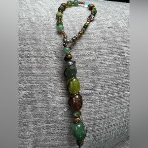 Elegant Green and Brown Beaded Necklace